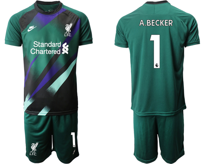Men 2021-2022 Club Liverpool Dark green goalkeeper #1 Soccer Jersey
